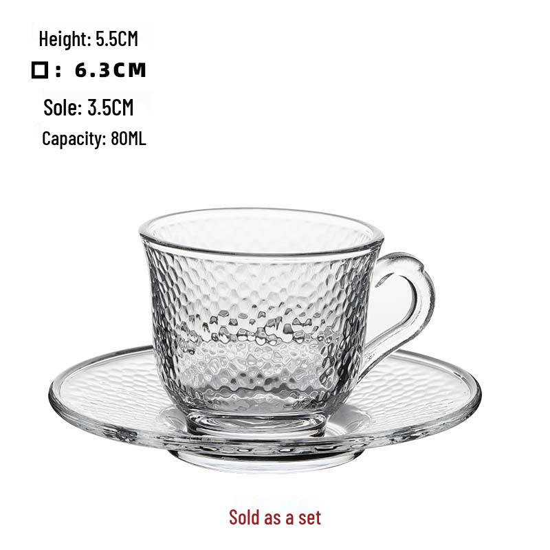 

Набор термостойких полосатых стеклянных чашек и блюдец в стиле INS для кофе, чая, айс американо, латте или прозрачная кружка. 80ml