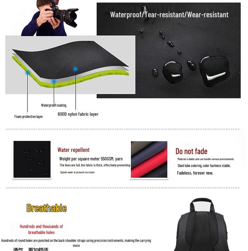 Wasserdichter Outdoor-DSLR-Kamera-Rucksack für die Fotografie