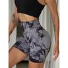 Fashion Yoga Fitness Peach Hip Fitness Shorts High Waist Tie-Dye Breathable Ruched Hip-Showing Exercise Shorts Export