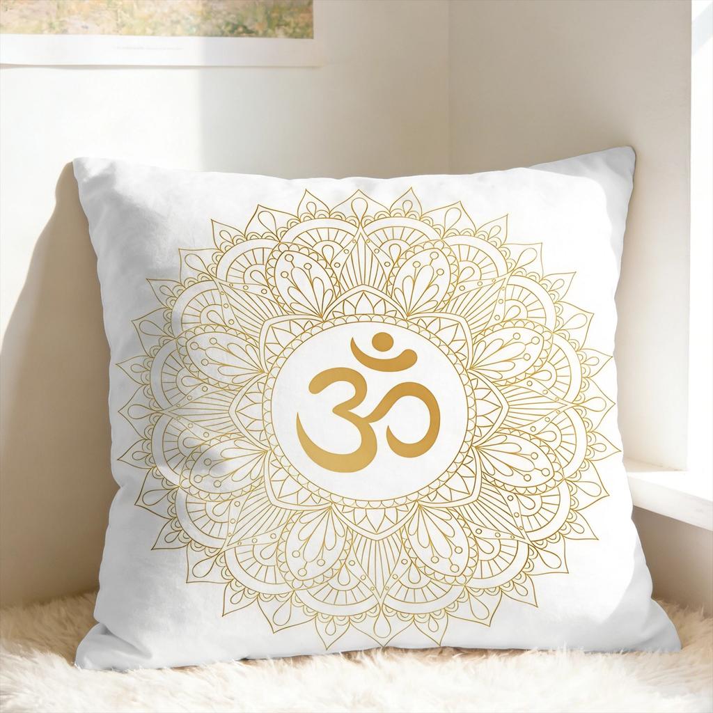 Luxury Golden Mandala Om Pillow Case Square Pillow Cover Morden Cushion Cover For Living Room Bed Chair
