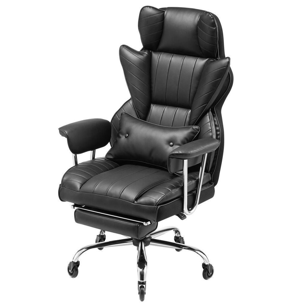 Executive Office Chair High Back Chair Footrest & Removable Armrests Black