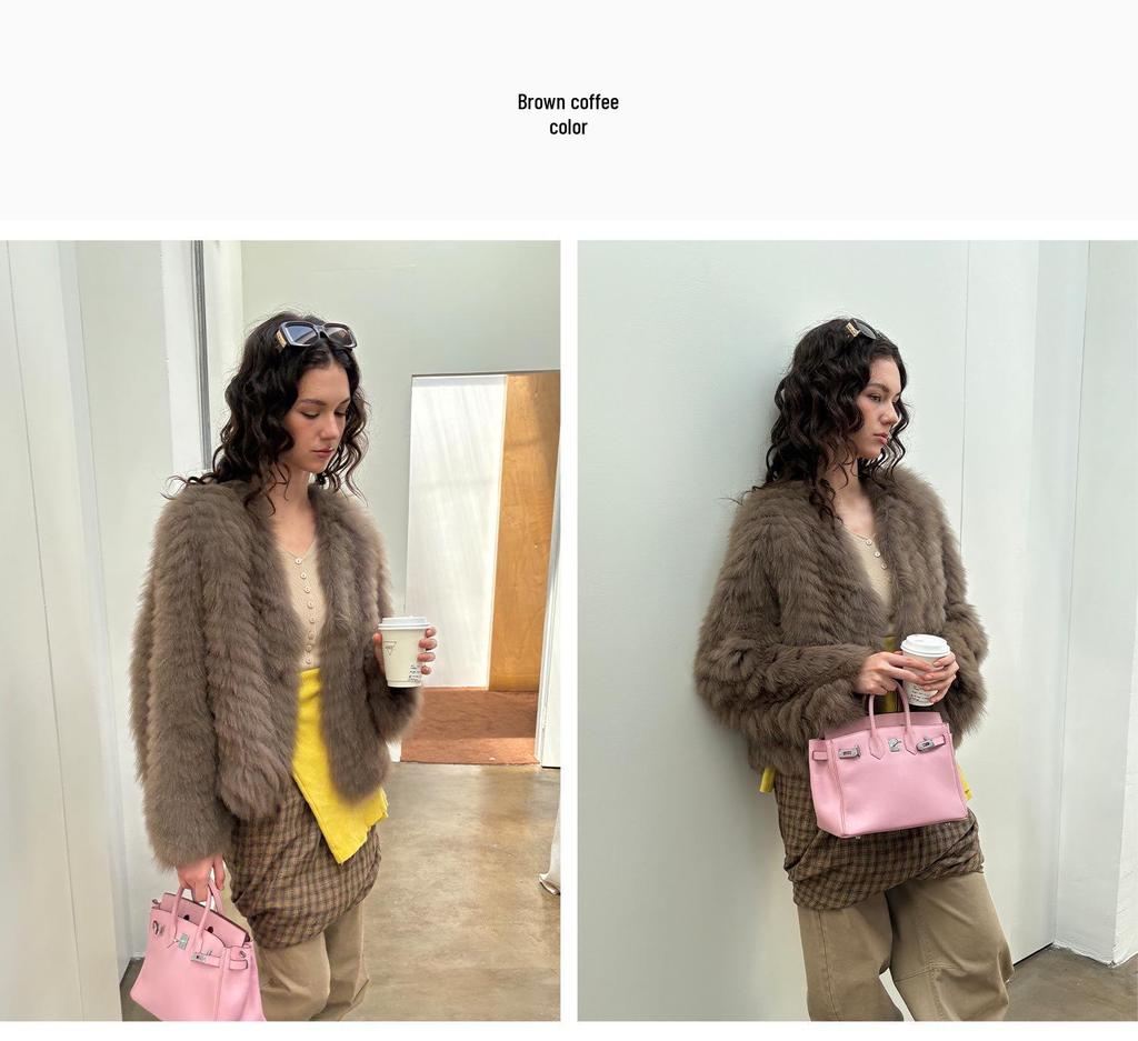 North Elk Long Island Lover Women's Fox Fur Coat - Short, Wide Fluffy Style.