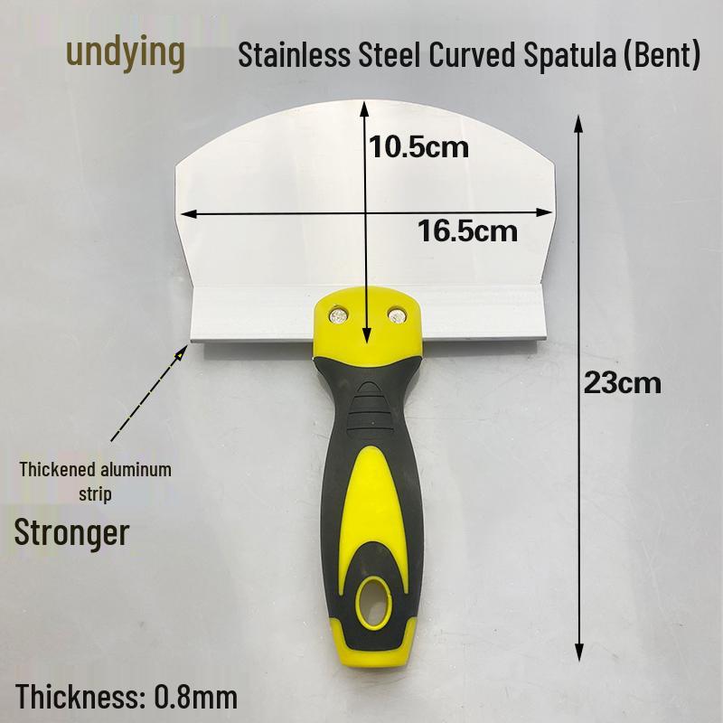 Stainless Steel Gray Curved Fan-Shaped Spatula and Putty Scraper with Thickened Handle - Free Shipping