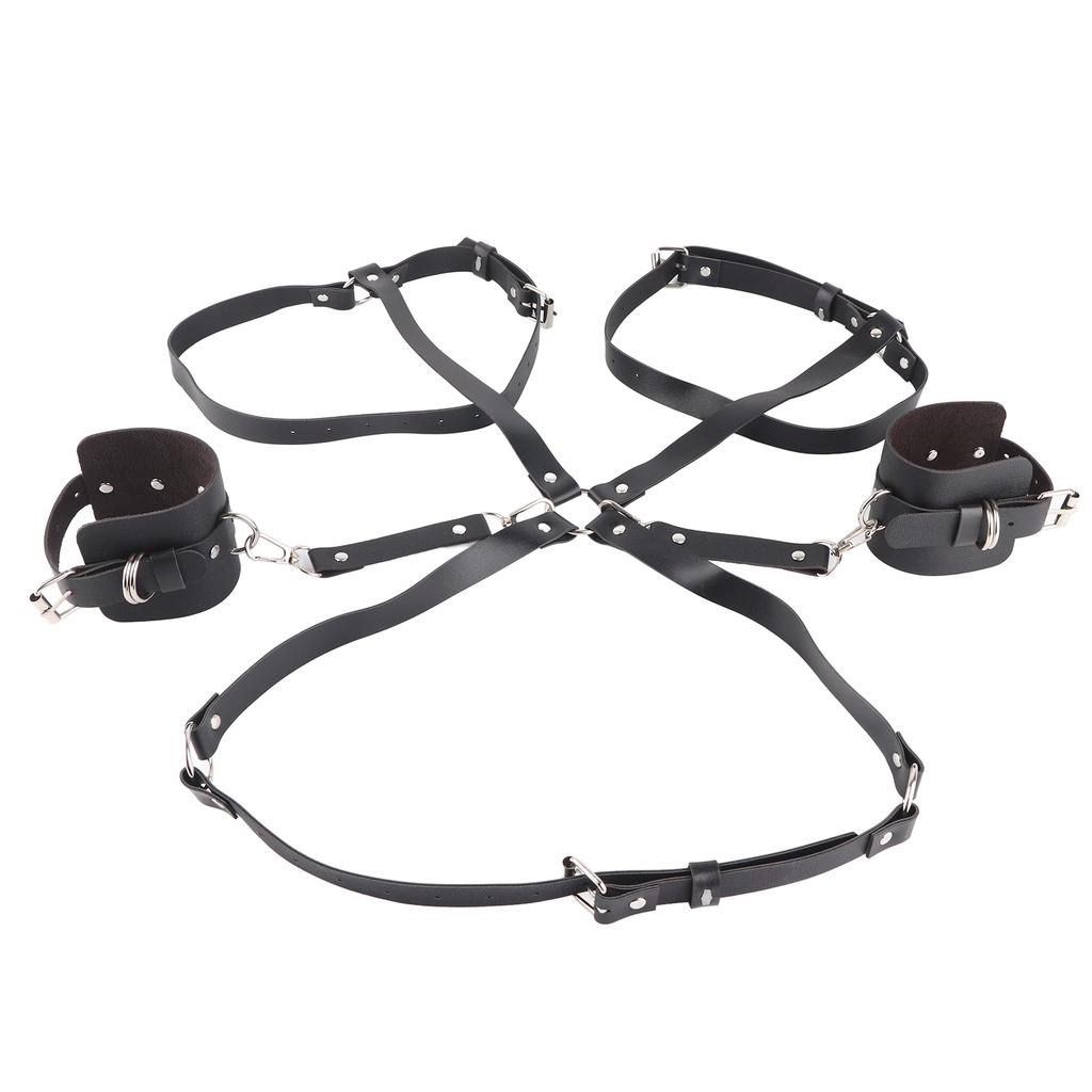 חגורת עור PU עם שרשרת ומנעול אבזם מתכת מתכוונן חגורת מותן קשורה סגנון אופנתי שחור