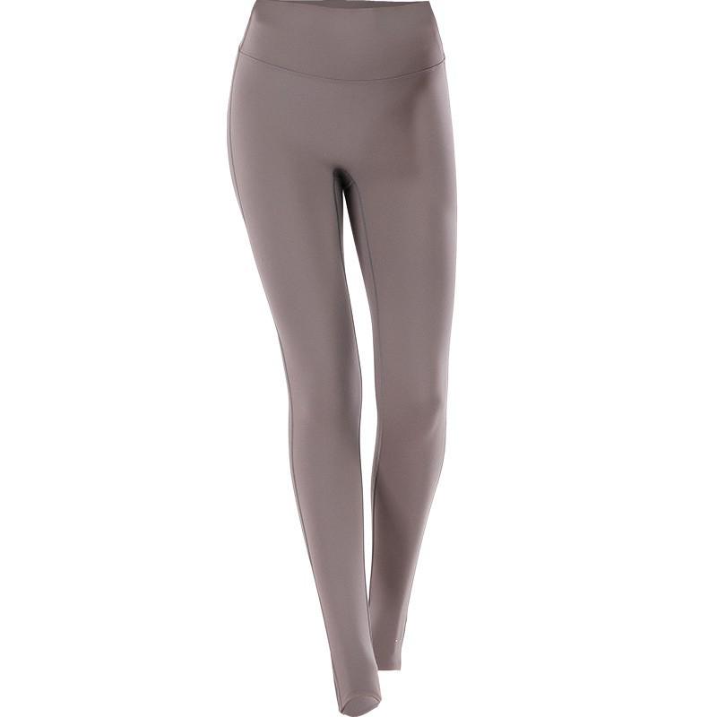 

Женские брюки для йоги с высоким поясом, двухсторонней начесовой тканью и штрипками - ощущение обнаженности, влагоотводящие, быстросохнущие. L