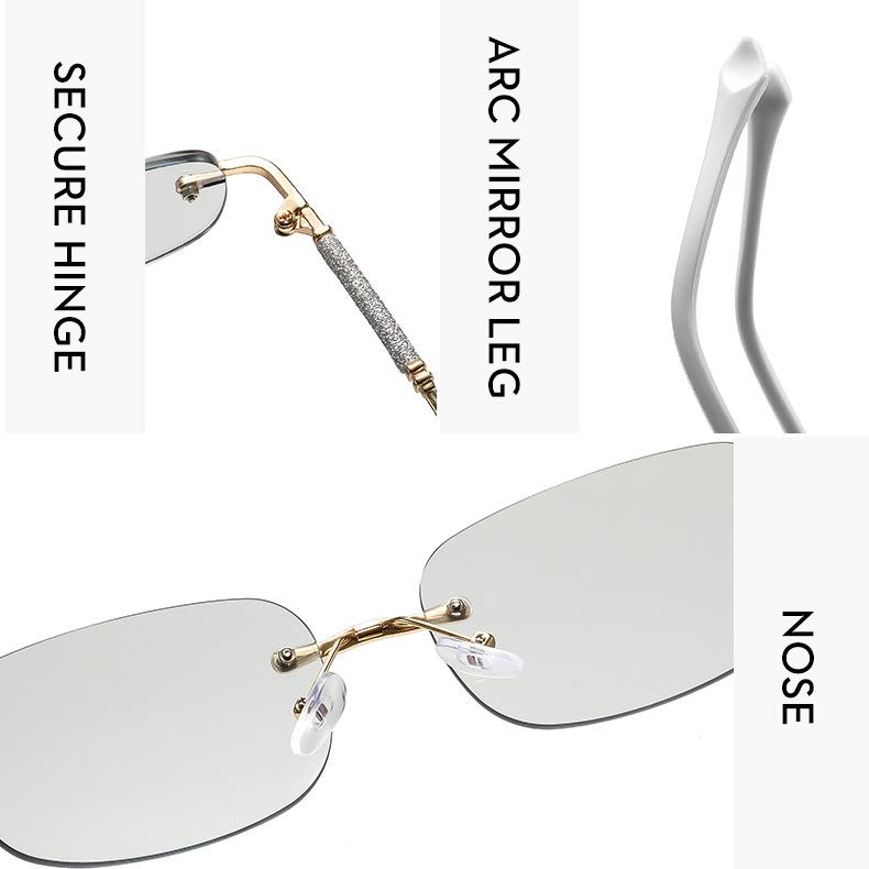 Women's sunglasses - unisex fashion rimless metal photochromic sunglasses