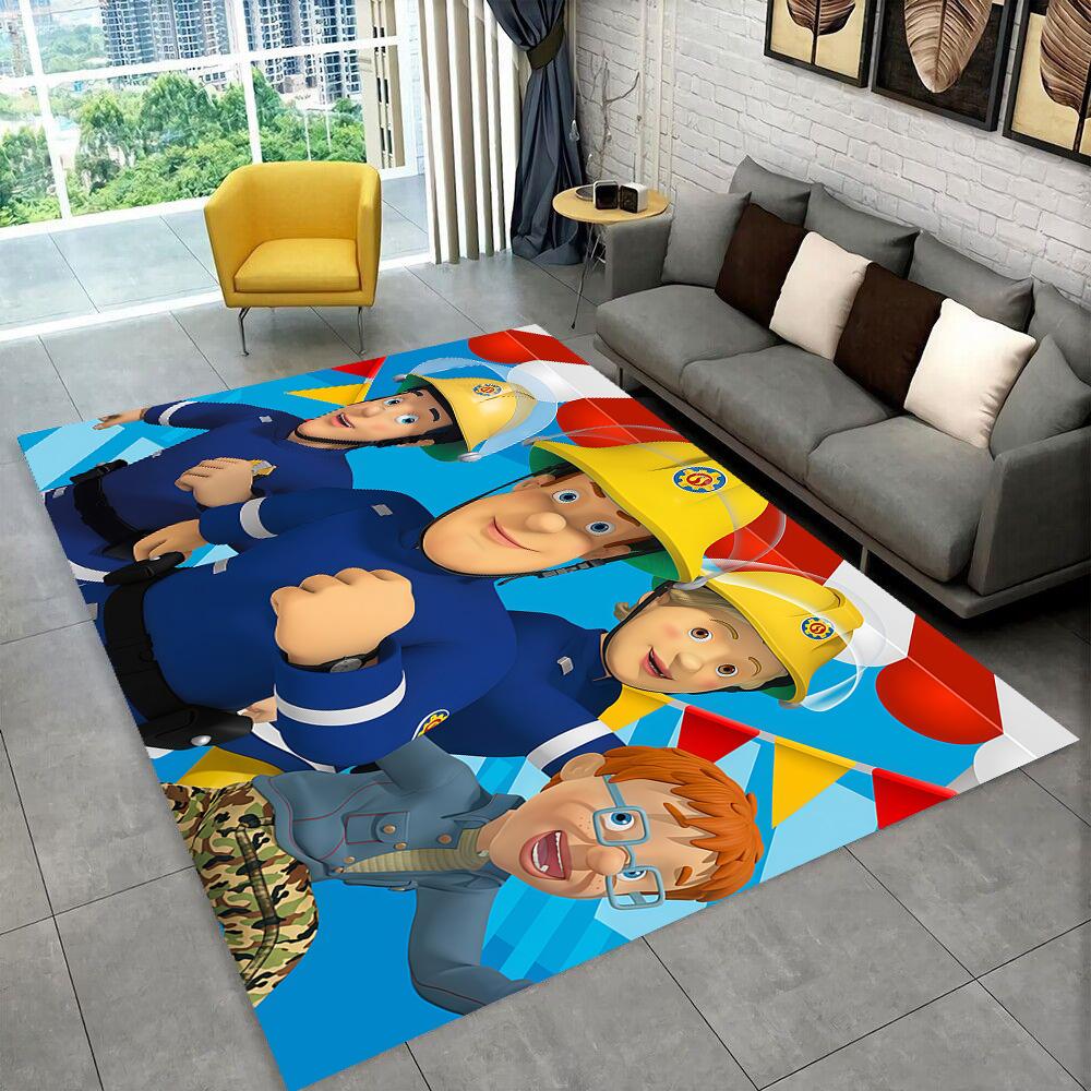 3D Classic Fireman Sam Child Cartoon Carpet Rug for Living Room Bedroom Home Sofa Decoration,Kids Play Non-slip Floor Mat Gift
