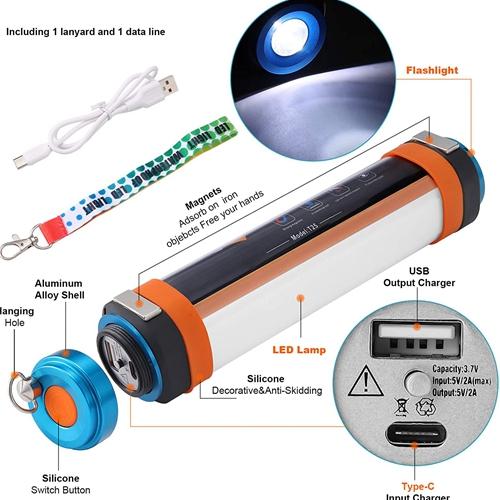 USB Rechargeable IP68 Waterproof LED Camp Light Emergency Camp Portable Lantern Flashlight Multi-Functional Magnetic Lamp
