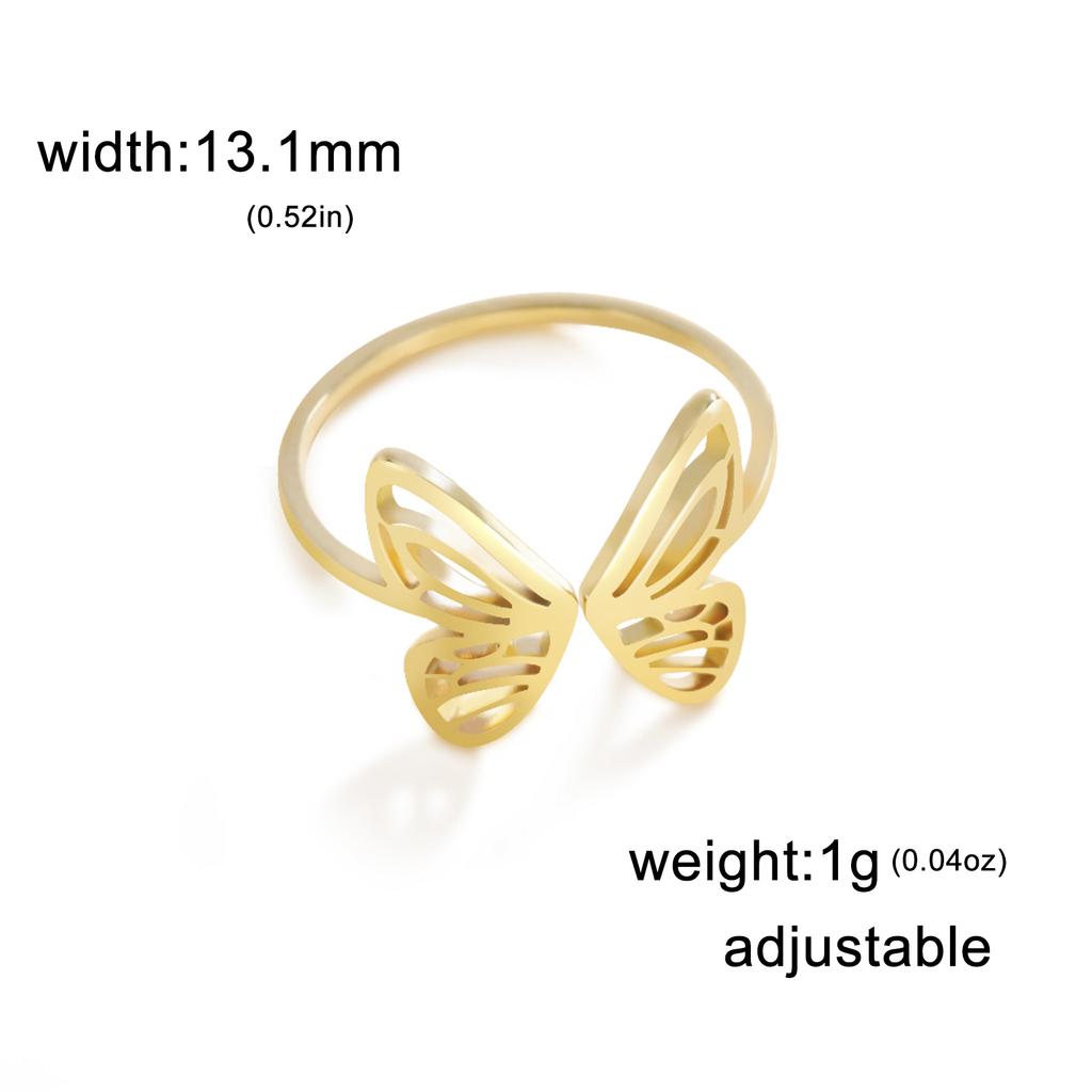 Cazador Adjustable Butterfly Women's Ring Gold Color Stainless Steel Finger Rings Jewelry Trendy Wedding Birthday Gift Wholesale