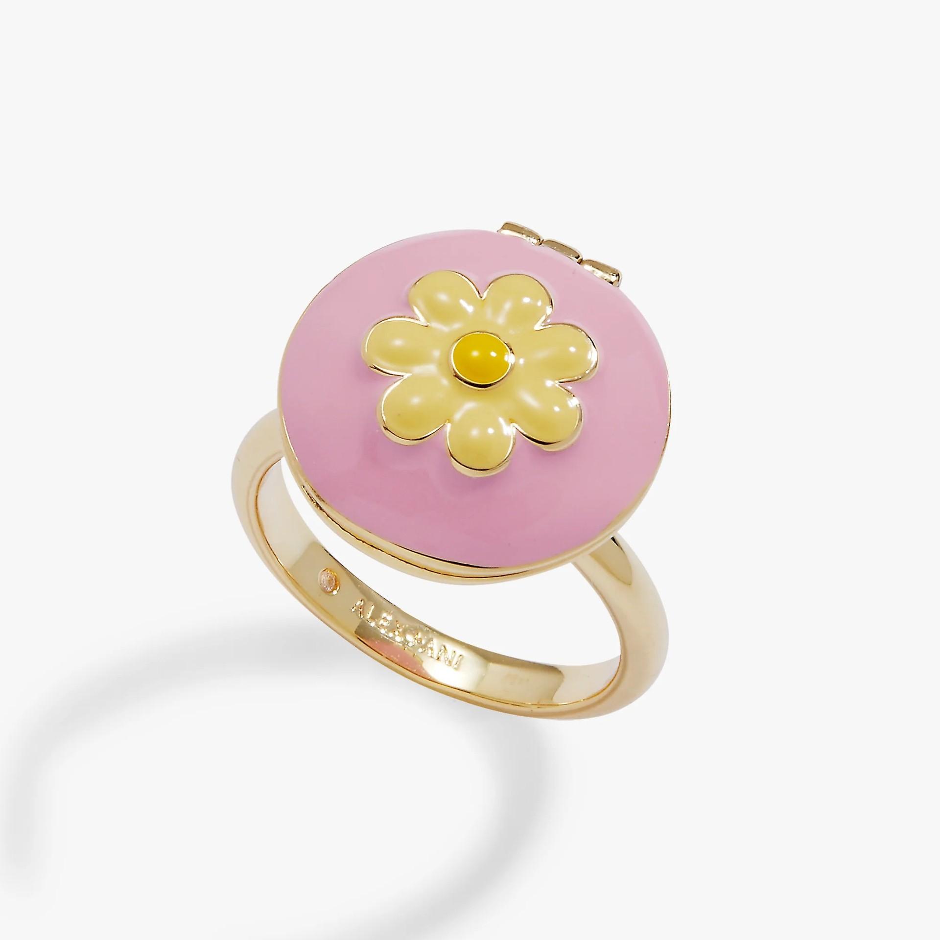 

Pink Treasure Box Open And Close Pendant Pink Glaze Round Box Small Flower Ring Gold Bead Chain Necklace Gift