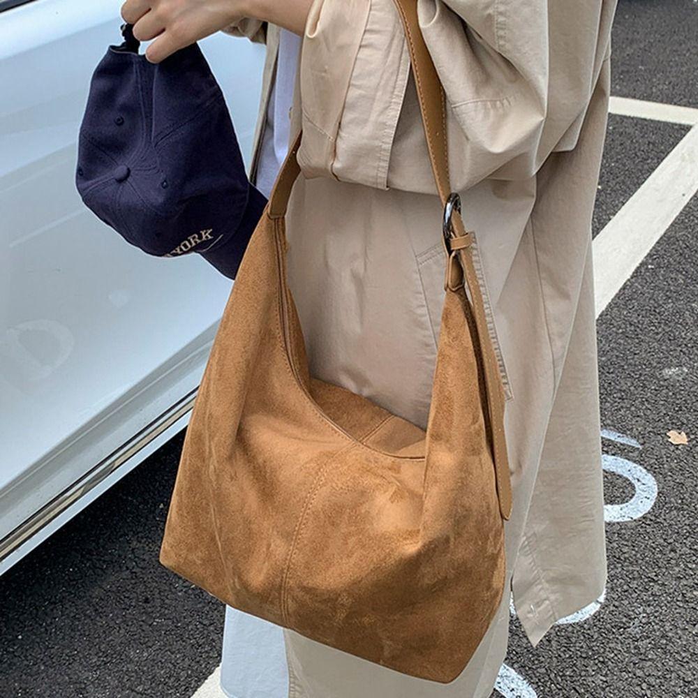Handbag Vintage PU Crossbody Bag Large Capacity Female Tote Bag Sweet Suede Matte Hobo Bag  Girls