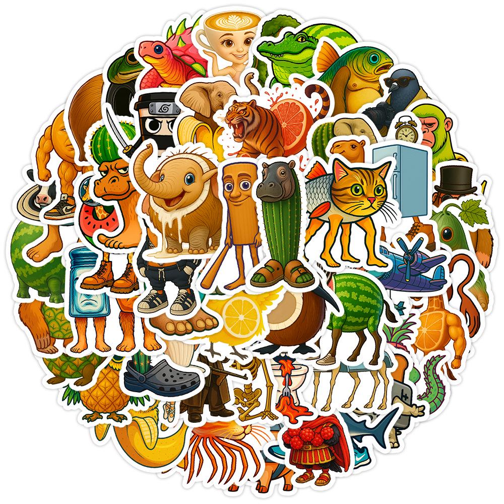 50 Shan Hai Jing Graffiti Stickers - Waterproof Decorative Animal Decals for Water Bottles, Phones, and Computers