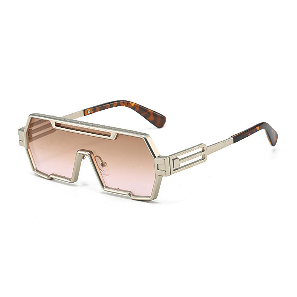 

Fashionable Sunglasses For Women Geometric Gold Frame Sunglasses With Metal Stripes Personalized And Charming Women S Glasses