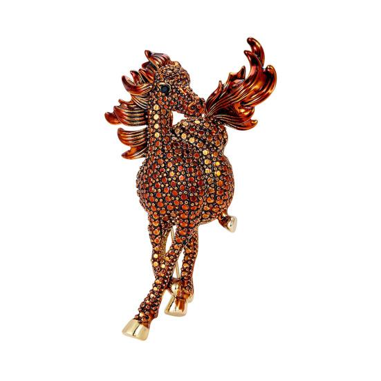 Retro Style Brooch Sparkling Rhinestones Inlaid Horse Theme Pin Clothes Hats Bags Badge Fashion Accessory
