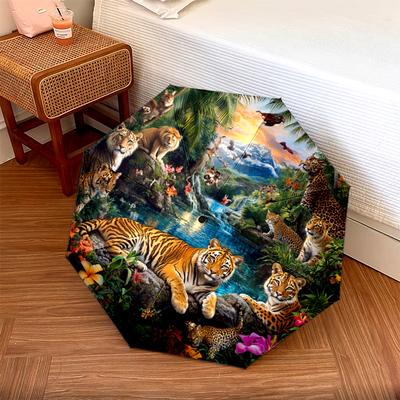 1 PC Automatic Folding Umbrella - Tiger Jungle Wildlife Pattern, Portable & Foldable Design with 8 Ribs, Christmas Birthday Gifts