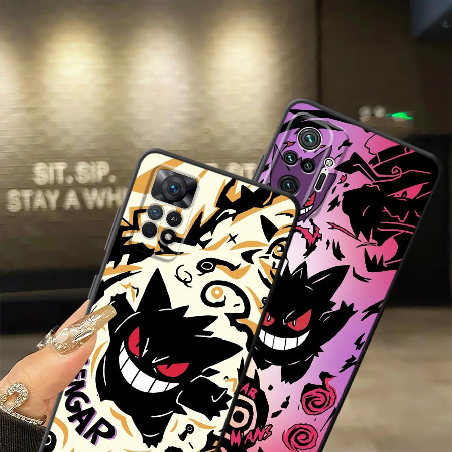 Cool Gengar Pokemon Case for Xiaomi Redmi Note 13 Pro Plus 9 12 Pro 7 8 11s 12s 11 14 10 10S 9S Funda Phone Cover
