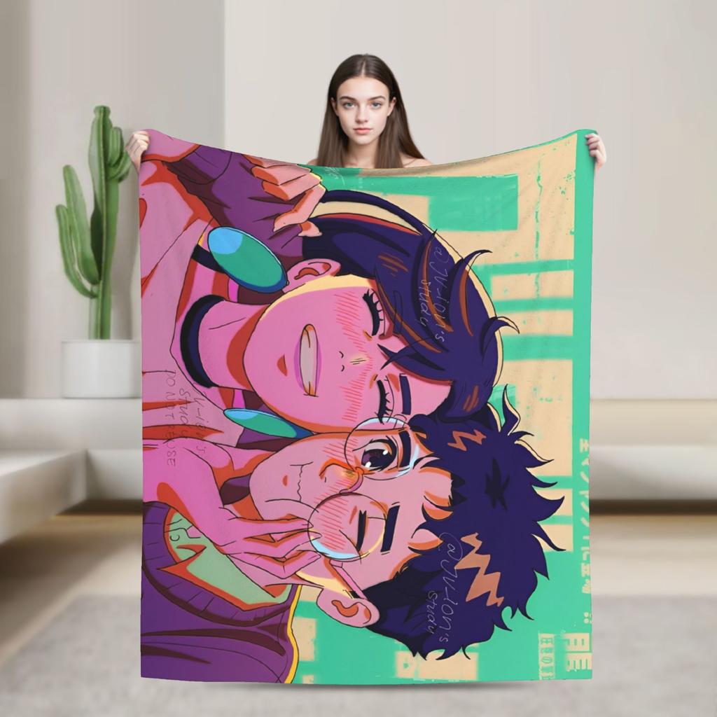 Turbo Granny Dandadan Anime Blanket Street Trend Plush Throw Blanket For Living Room Airplane Travel Flannel Bedspread Bed Cover