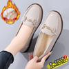 Women's Genuine Leather Slip-On Loafers: Velvet-Lined Warm Flat Shoes