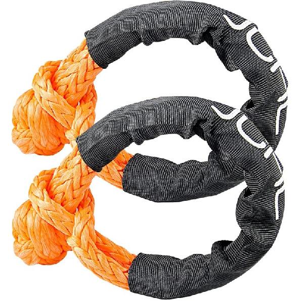 Soft Shackle Synthetic Road Recovery Rope 1/2 X 23 Inch 56000LBS Breaking Strength Tow Shackles For Sailing SUV Off Road Towing ATV Recovery 2 Pack 2xSoft Shackles