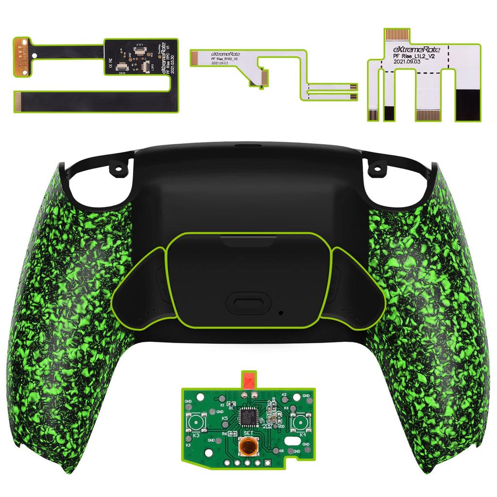 EXtremeRate Programmable Back Paddle Plastic Rise Remap Kit dla kompatybilnej z płytą rozszerzeń kontrolera PS5 i teksturowanym, przeprojektowanym tylnym etui