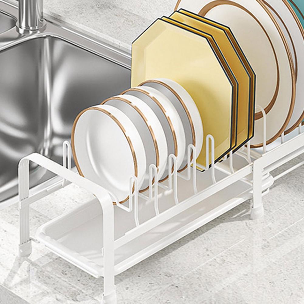 Pull Out Dish Storage Rack Carbon Steel Plate Drain Stand Holder Kitchen Drawer Organizer for Dishes Lids Cutting Boards