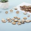 50PCS 2.5CM Wooden Flower and Leaf Pattern Cutouts for Crafts Mini Unfinished Wood Pieces for DIY Jewelry, Home Decor
