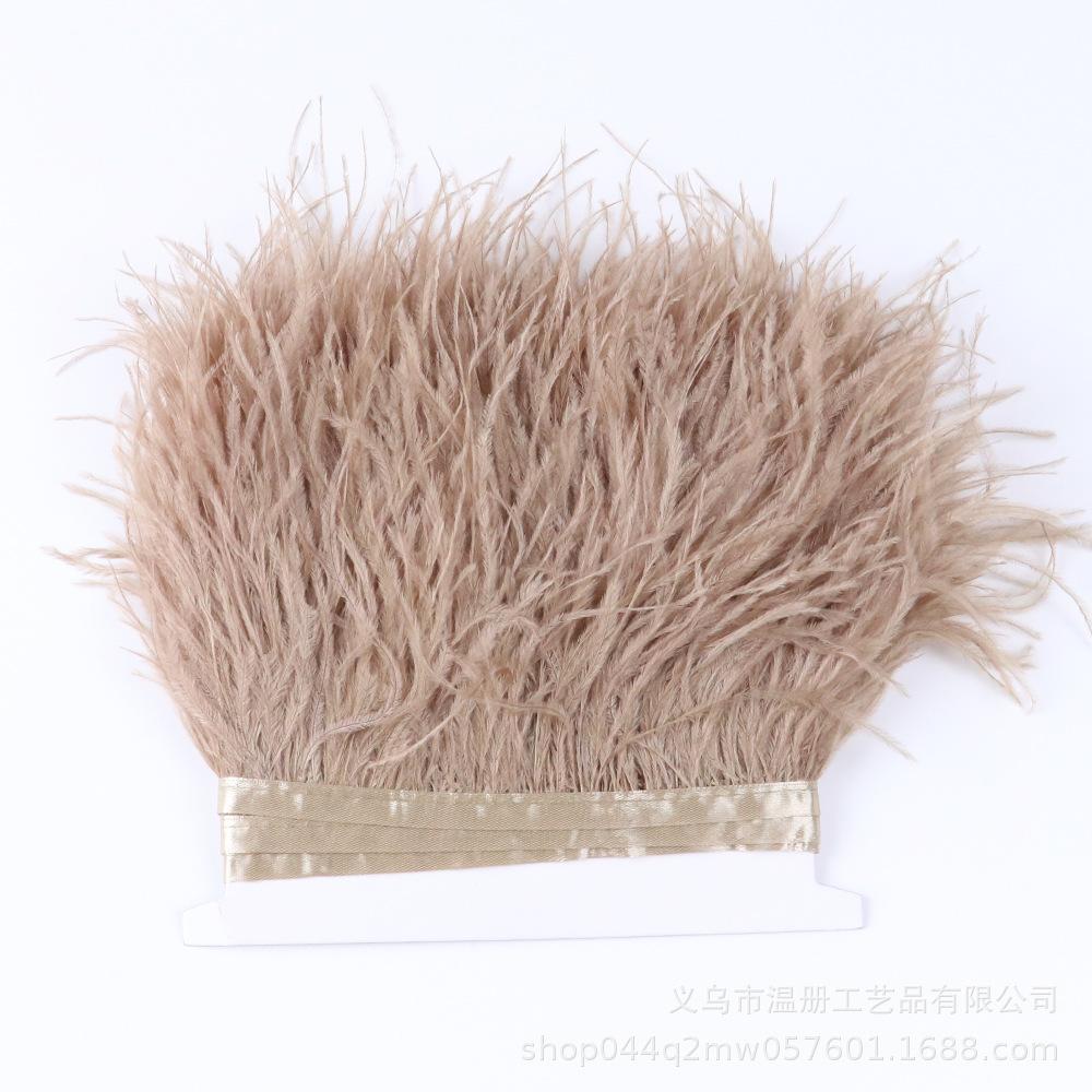 8-10Cm Ostrich Trim Khaki Feather Ribbon Fringe For Sewing High Quality Plumas Crafts Costumes Party Decoration