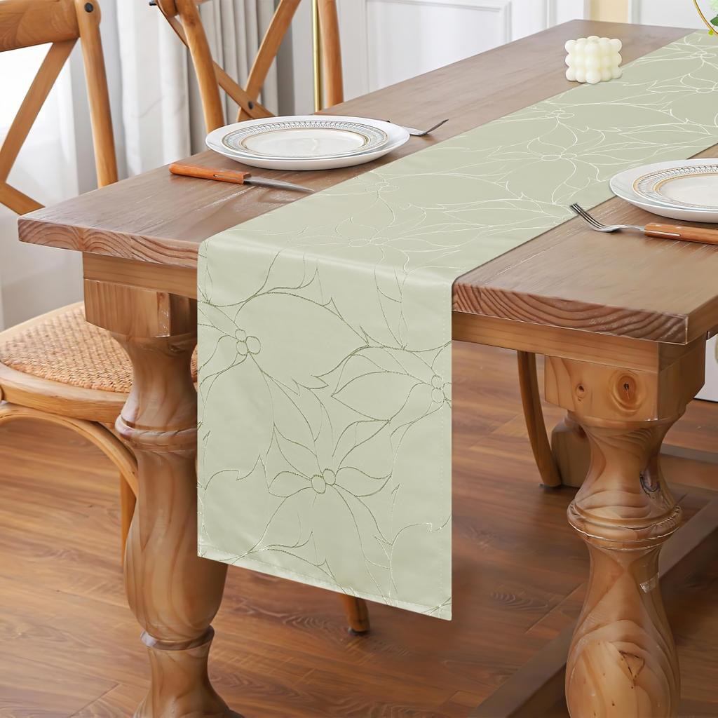 1pc Table Runner, Hibiscus Pattern Jacquard Fabric, Suitable for All Kinds of Dining Tables, Embellish Your Space
