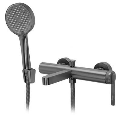 Bathtub Faucet Titanium Dark Gray Wall-Mounted Shower Head Grace Grooved