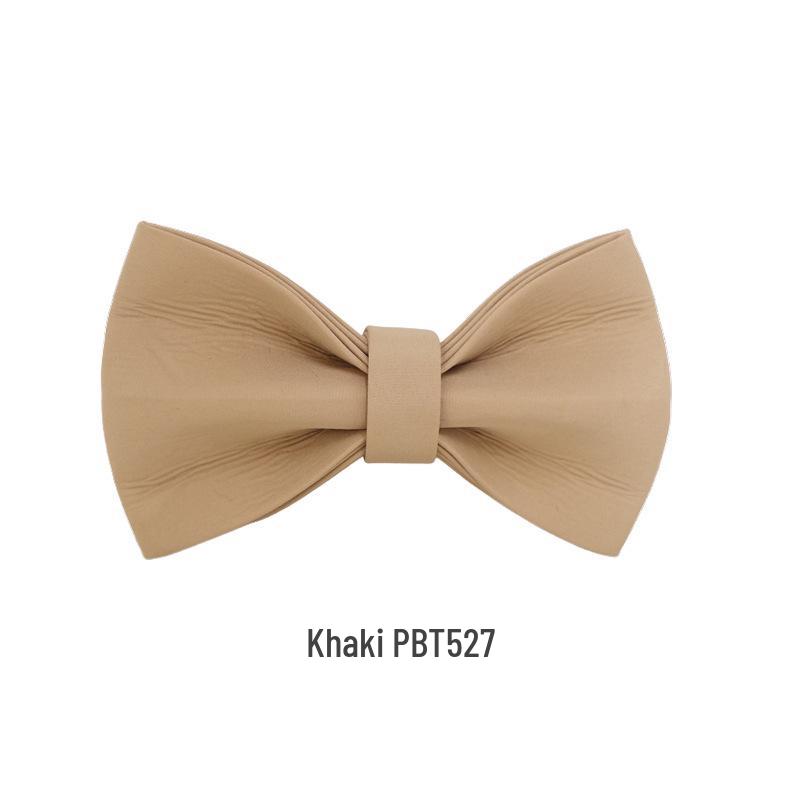 PLATTCO Khaki Handmade Plain Color Pet Collar Bow Tie (PBT527) L (10x6cm)