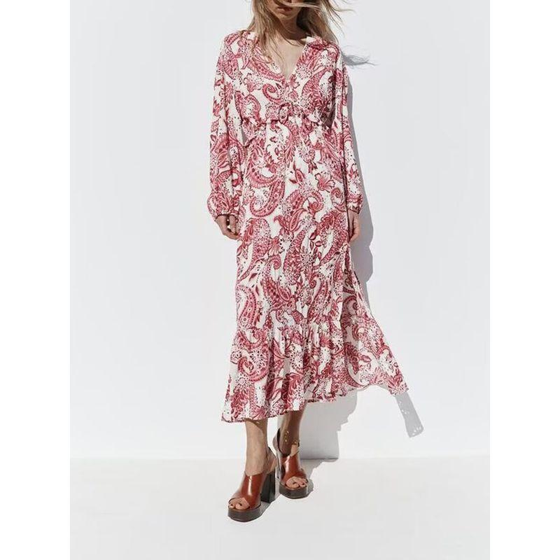 Za2025 Spring New Women's Clothing Dignified Hollow Embroidered Printed Fashion Midi Skirt Dress 2579570 330