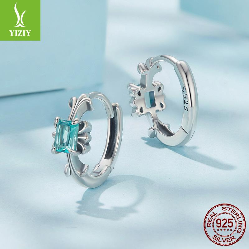 Creative Iris Cross Ear Buckle, Embossed Craft S925 Silver Fashion Earrings, One Piece Of Jewelry