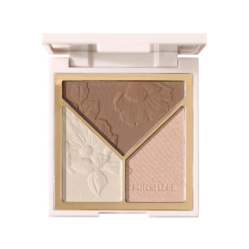 Mingxi Zhi Tricolor Contour & Highlight Palette: Beginner-Friendly, 3D Brightening for Face & Nose.