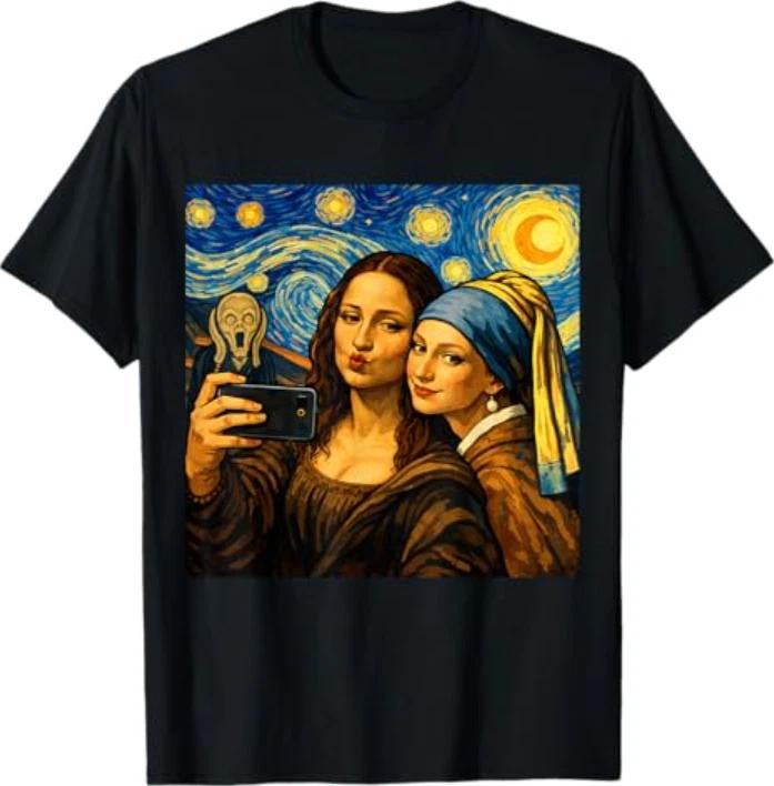 Famous Paintings Selfie Funny Art History Lover Tee T-Shirt 4XL