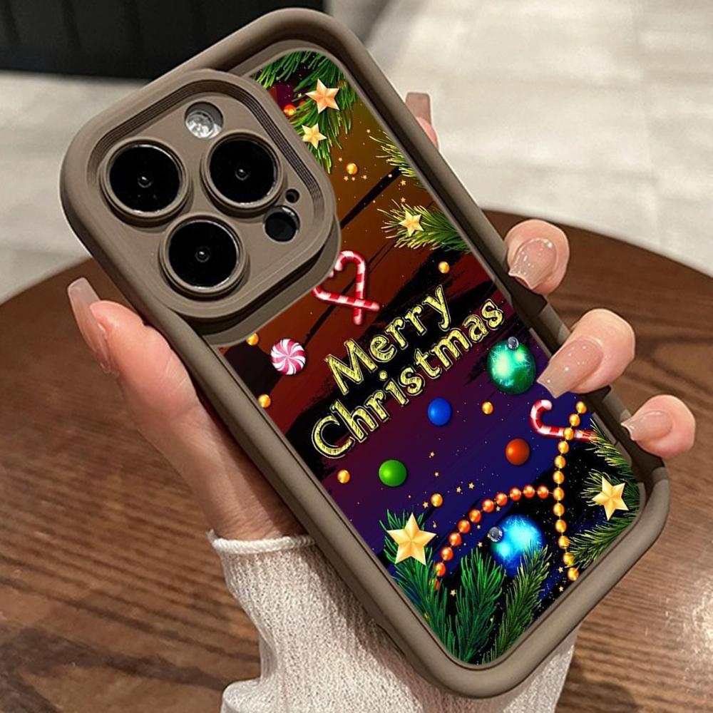 Ae119 Merry Christmas Santa art design Phone Cases for iPhone 16 14 13 11 Pro Max 15 7 8 6 Plus 12 mini XR XS Max SE Angel Eye Ladder Protective Cover