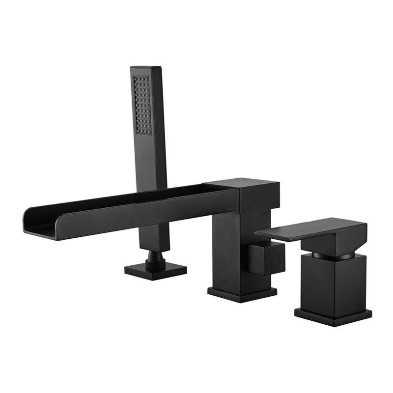 Bathroom Basin Faucet with Shower Head Black Widespread Waterfall Faucet Luxury Basin Mixer Hot And Cold Shower Room Sink Faucet