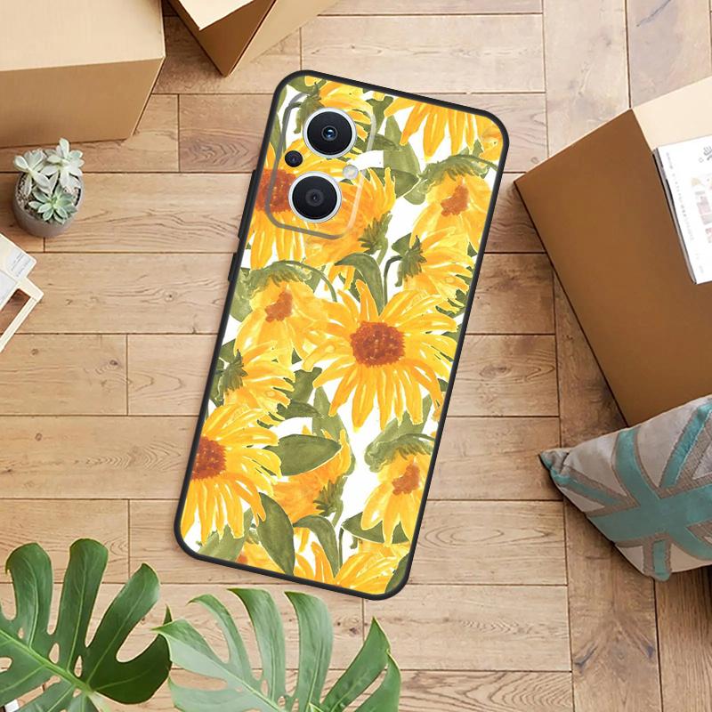 Sunflower Floral Phone Case For OPPO Reno 14 12 11 13 F 10 Pro 8T 7 8 Lite OPPO Find X8 X6 X5 X9 Pro Cover