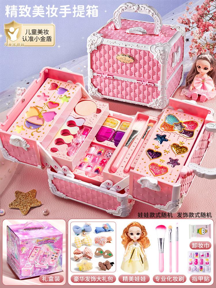 Kinderen wasbare make-up meisjes speelgoed - Kinderen make-up kit voor meisjes, echte make-up set, kleine meisjes make-up kit voor peuters kinderen pr