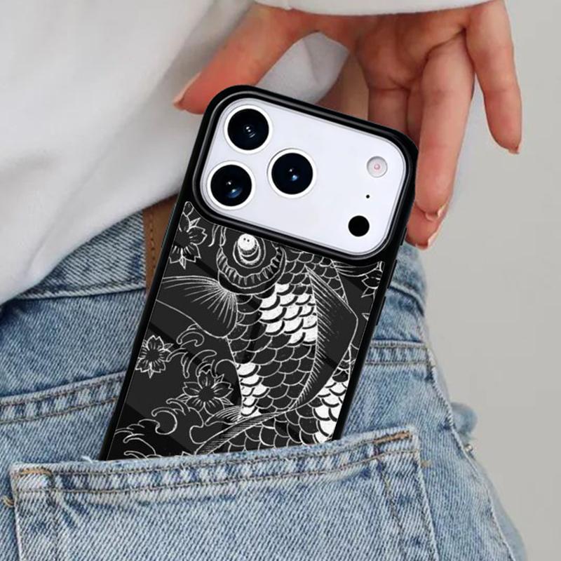 Koi Carp Fish Art Phone Case for iPhone 17ProMax 12 13 14 15 16e 17 Pro Max Plus Air Cover