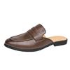 Umkleidebeutel Kopf ziehen Lederschuhe 2025 Sommer atmungsaktive halbe Schlepp-Lederschuhe Herren Doudou Schuhe halbe Schale faule Schuhe coole Hausschuhe