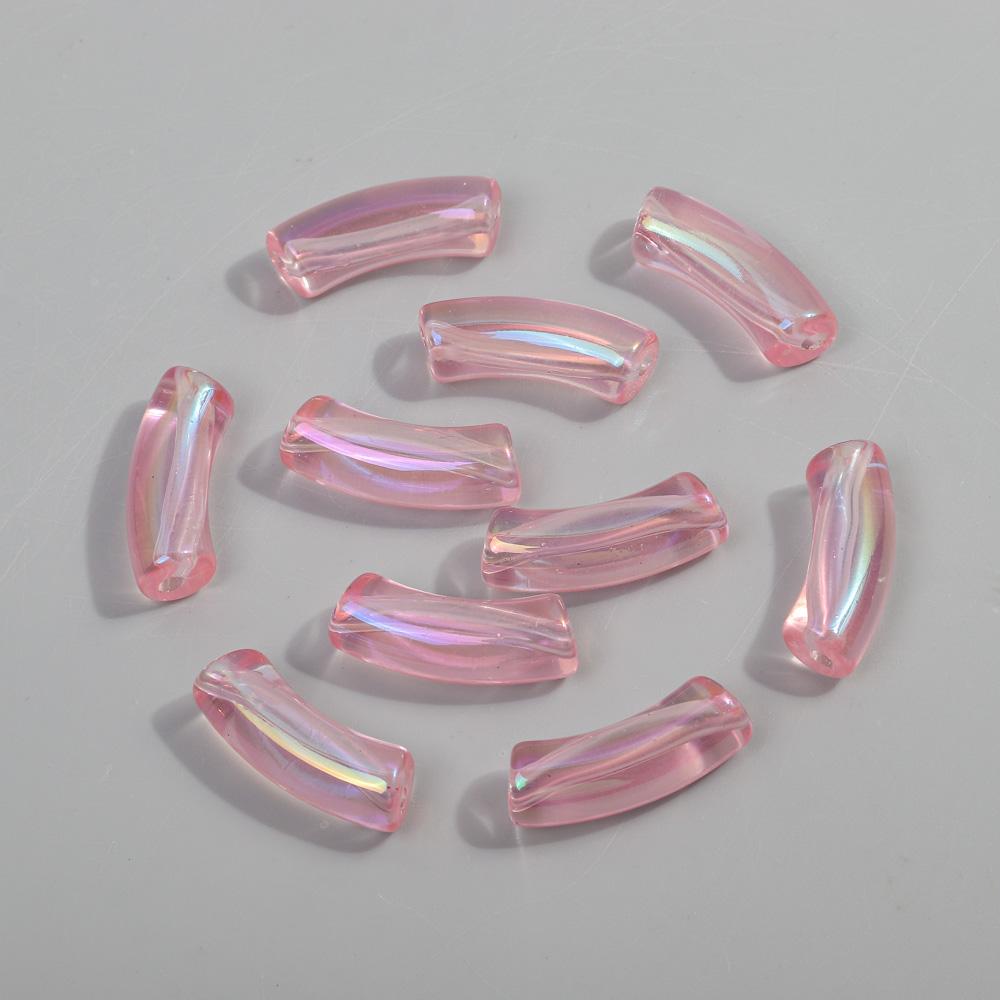 10pcs 34x11mm Acrylic Bamboo Curved Tube New Laser Transparent Loose Beads for Bracelet Necklace Making DIY Jewelry Accessories