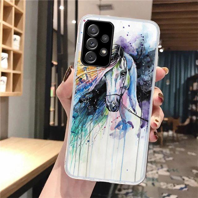 Animal Oil Painting Horse Soft Phone Case For Samsung Galaxy A52 A53 A12 A13 A22 A23 A32 A33 A72 A73 5g A02s A03s A50s Pattern C