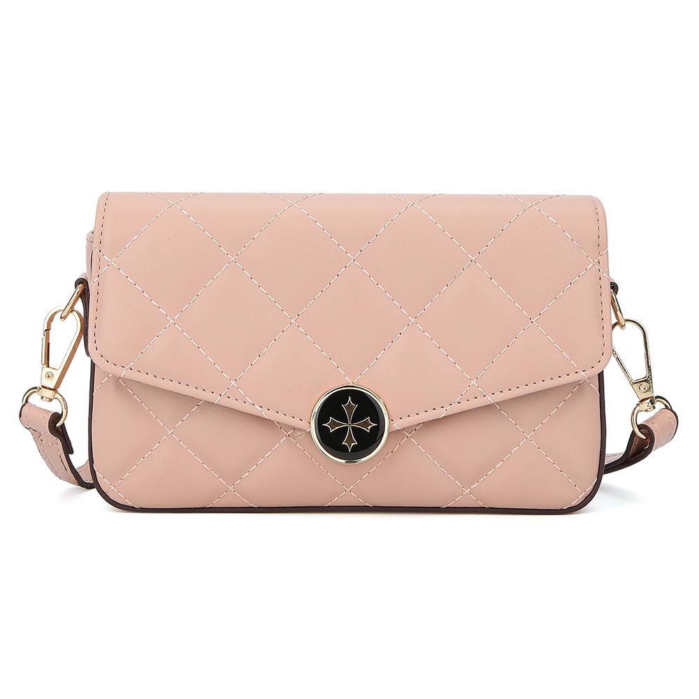 

Women s bag new quilted rhombus suction buckle small square bag versatile shoulder messenger bag women рожевий
