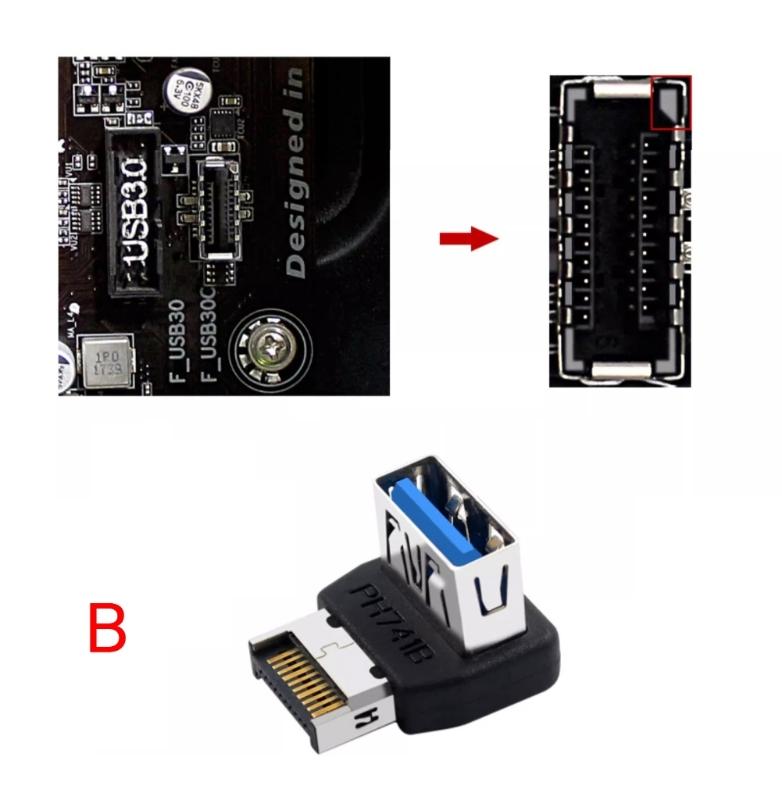10Gbps USB Header Adapter Computer Motherboard USB3.1 To TYPE E Adapter Panel TYPE E 90 Degree Steering Connector