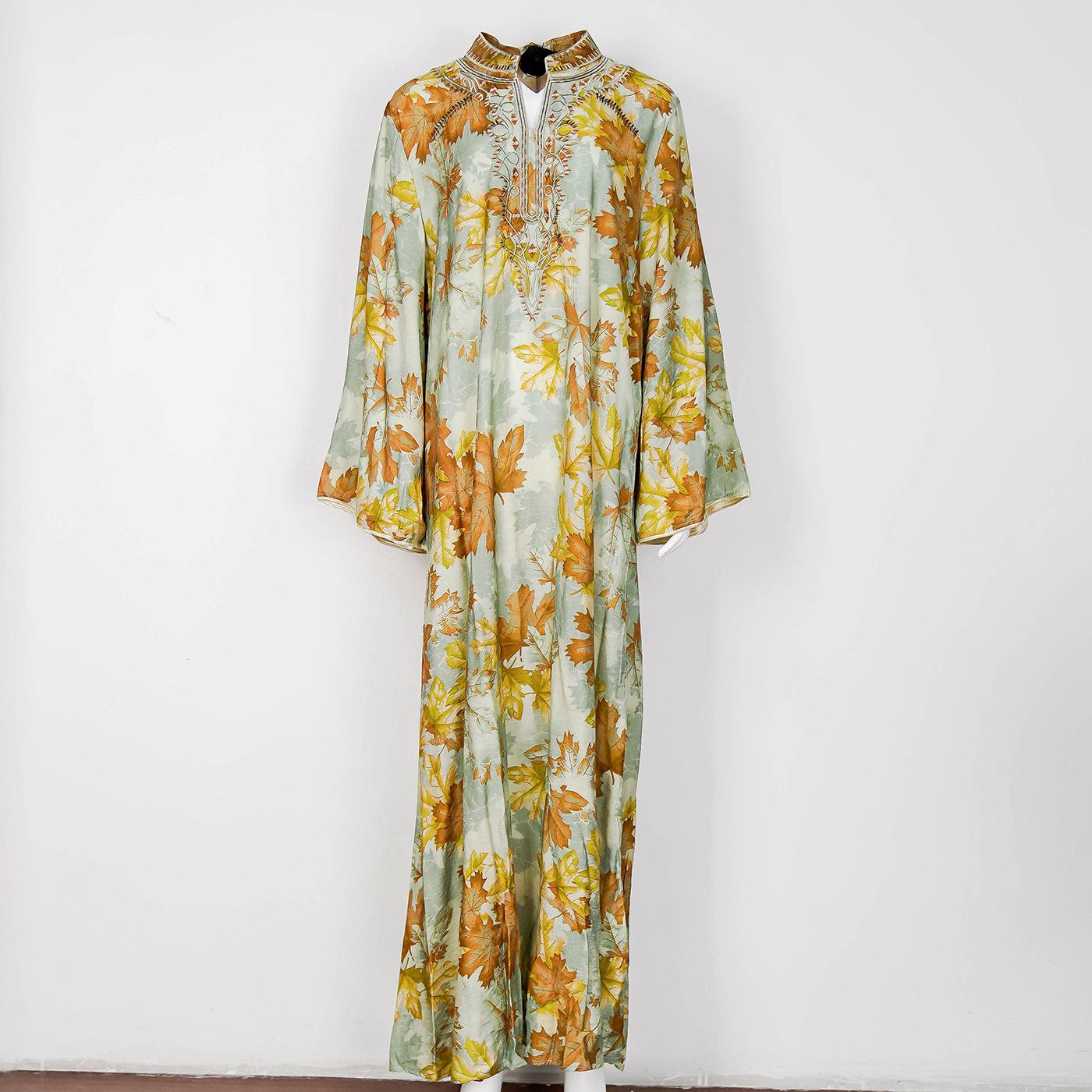 

Middle Eastern Embroidered Dubai Evening Abaya Dress for Women XXL помаранчевий/жовтий