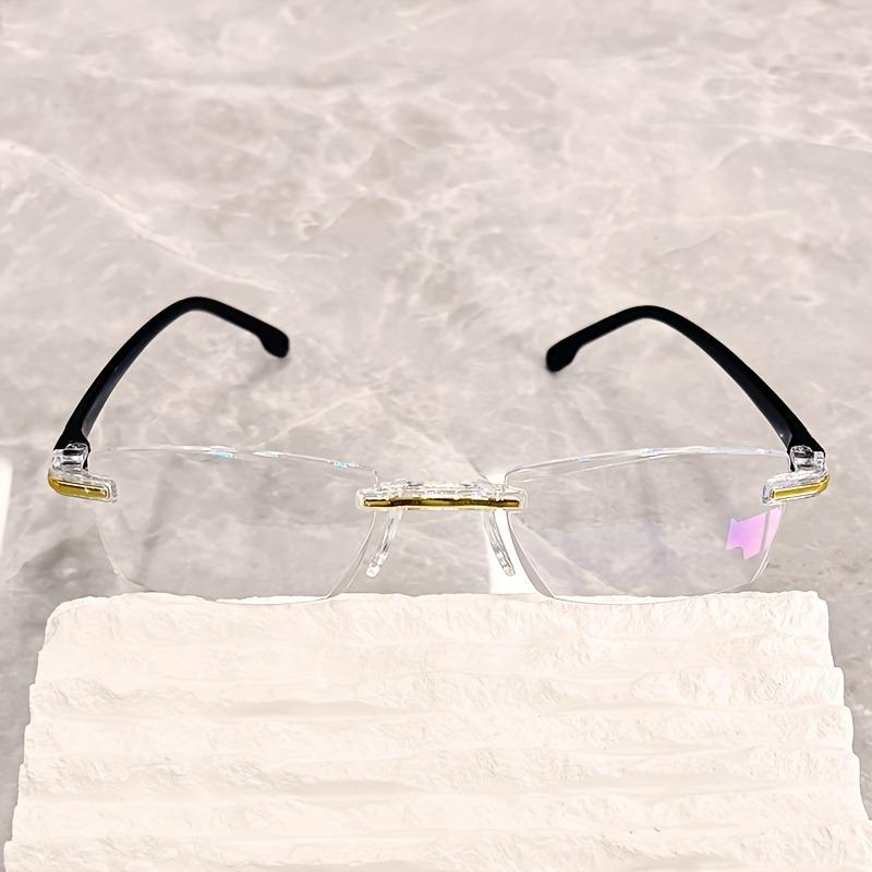 10pcs Y2K Style Rimless Reading Glasses for Women Clear Anti-Blue Light Lenses Flexible Elastic Temples Fashionable Mobile