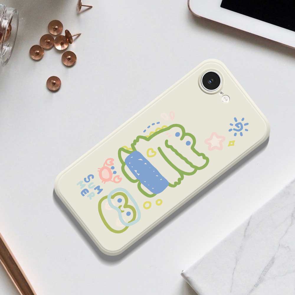 For iPhone 16e Case Frog Alligator Pattern Printing Straight Edge TPU Phone Back Cover
