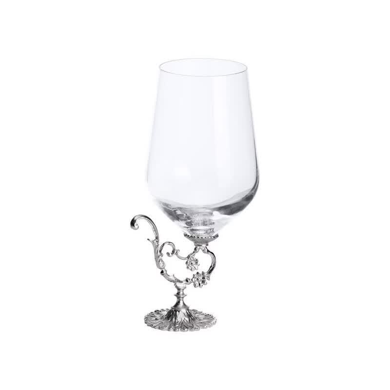 Baroque Style Silver Carved White Wine Glass