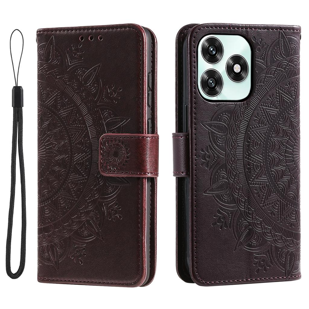 Stand Case For Honor Play10A 4G / X5c Plus 4G / X5c 4G Imprinted Totem PU Leather Wallet Phone Cover with Wrist Strap
