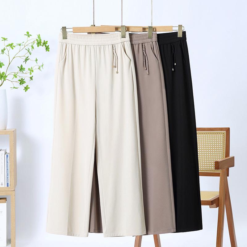 Summer High-Waisted Elastic Wide-Leg Maternity Pants for Women - Stylish, Slimming, Casual Wear for All Ages